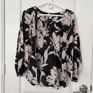 Tommy Bahama Cotton Silk Tropical Blouse L Sheer Floral Parrot Print Lightweight